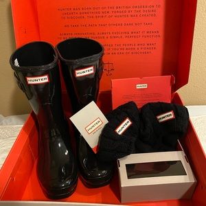 Hunter Original Shiny rain boots, Black, size 8,